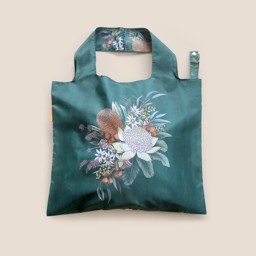 Reusable Tote Bag - Green Waratah