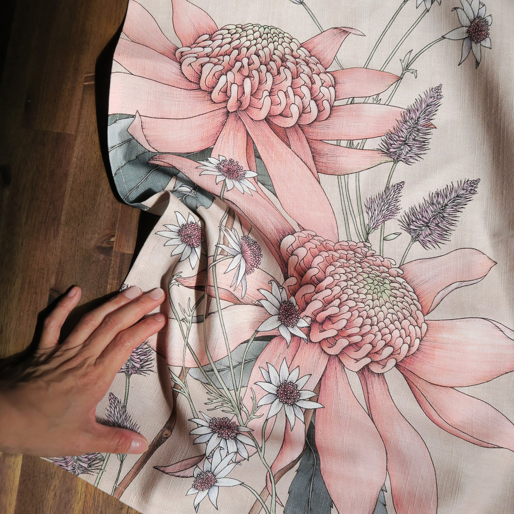Typoflora Art Tea Towel Pink Waratah