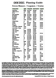 Eden Seeds Planting Guide for Green Manures